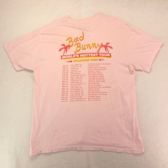 Bad Bunny Band Short Sleeve Crew Neck T Shirt Womens Size Extra Large XL Pink - Picture 9 of 9